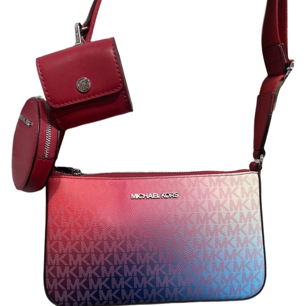MICHAEL KORS Jet Set Sm Ombré Signature Logo Crossbody Case Apple Airpods Pro - Picture 7 of 16